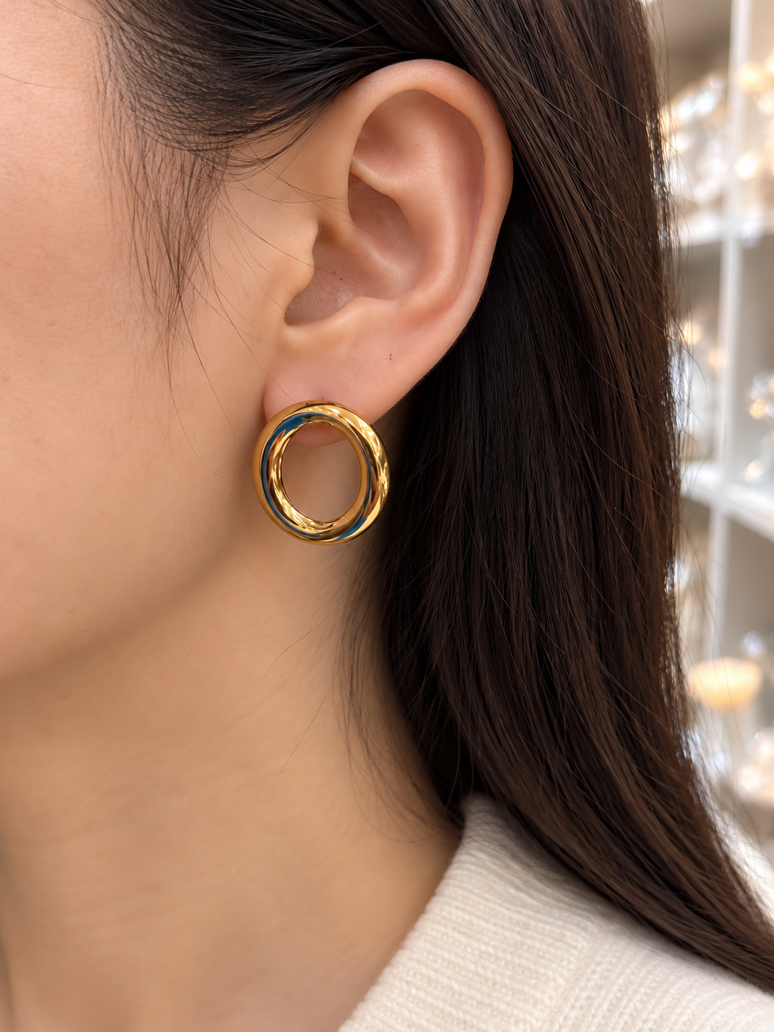 Boucles d’oreilles dorées en acier inoxydable